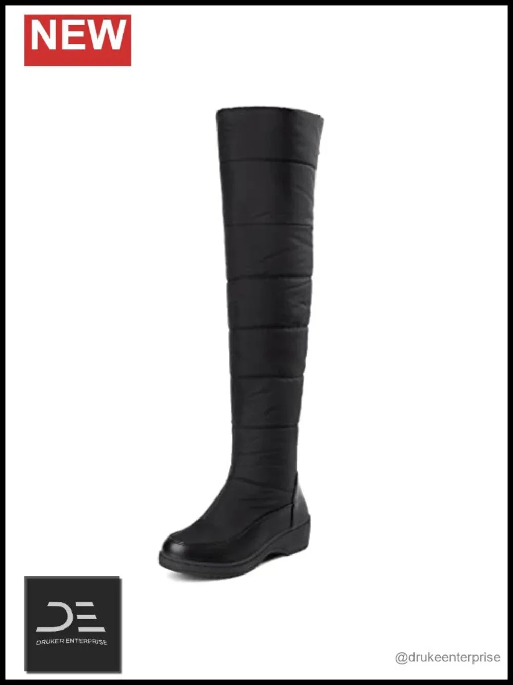 Waterproof Over Knee Snow Boots Fur Lining Chunky Heel Zip
